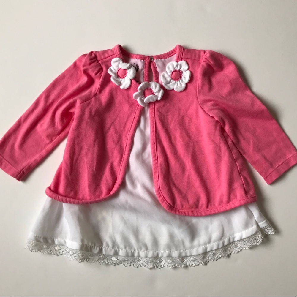 Kids Headquaters Girls 12M Pink and White Dress